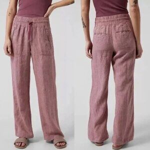 Athleta Cabo Linen Wide Leg Pants in Tawny Rose Size 6 Travel Vacation Beach